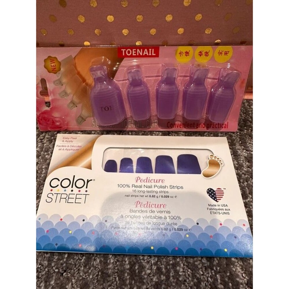 Color Street Pedicure Evening Sky & Soak Off Toe Clips